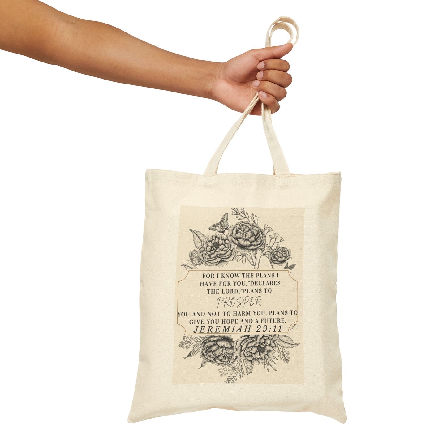 Canvas Tote Bag - Inspirational Bible Verse Design