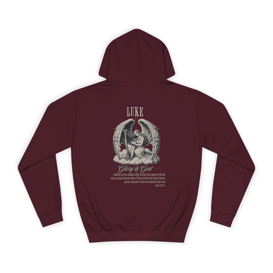 Luke Glory to God Unisex Hoodie with Angel Design and Scripture