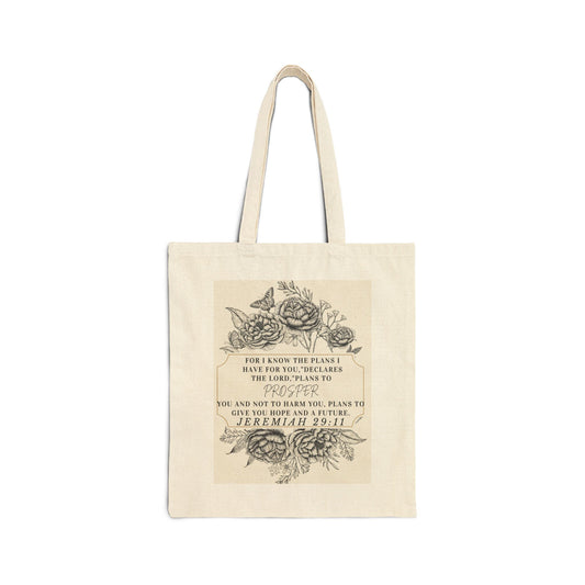 Canvas Tote Bag - Inspirational Bible Verse Design